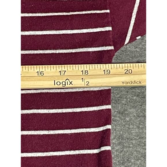 Women’s Gap Sweater Size M Maroon Light Weight Long Sleeve White Pink Stripes - Picture 7 of 8